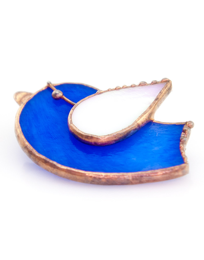 Брошка зі скла handmade "Blue bird"-foto3