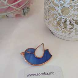 Брошка зі скла handmade "Blue bird"