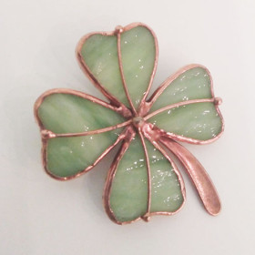 Брошь из стекла handmade "Клевер"-foto2