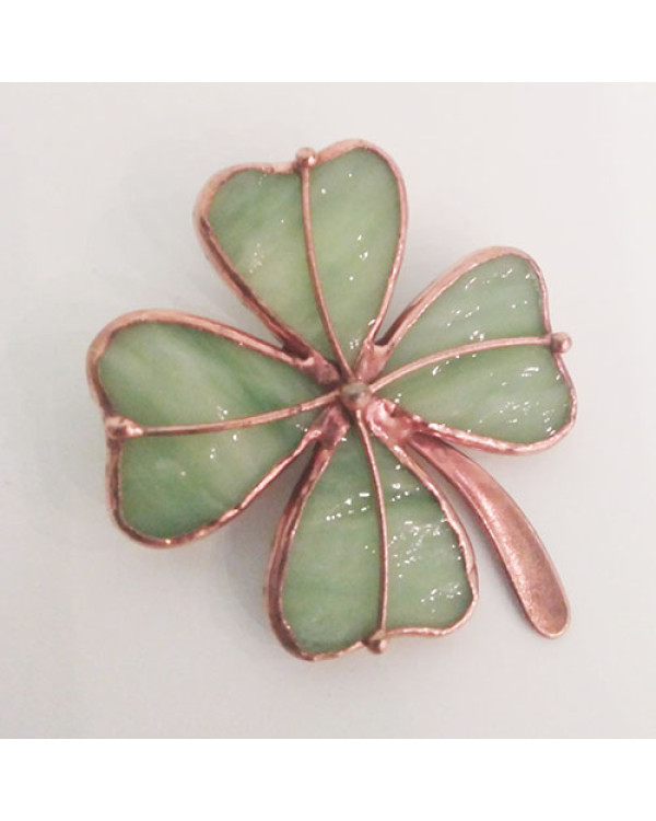 Брошь из стекла handmade "Клевер"