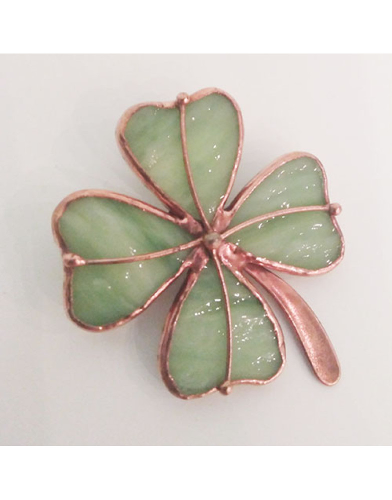 Брошка зі скла handmade "Клевер"-foto2