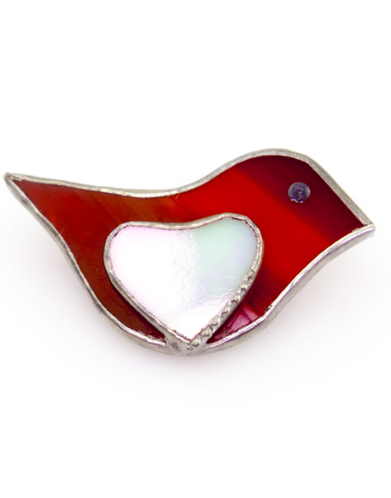 Брошка зі скла handmade "Red bird"-foto2