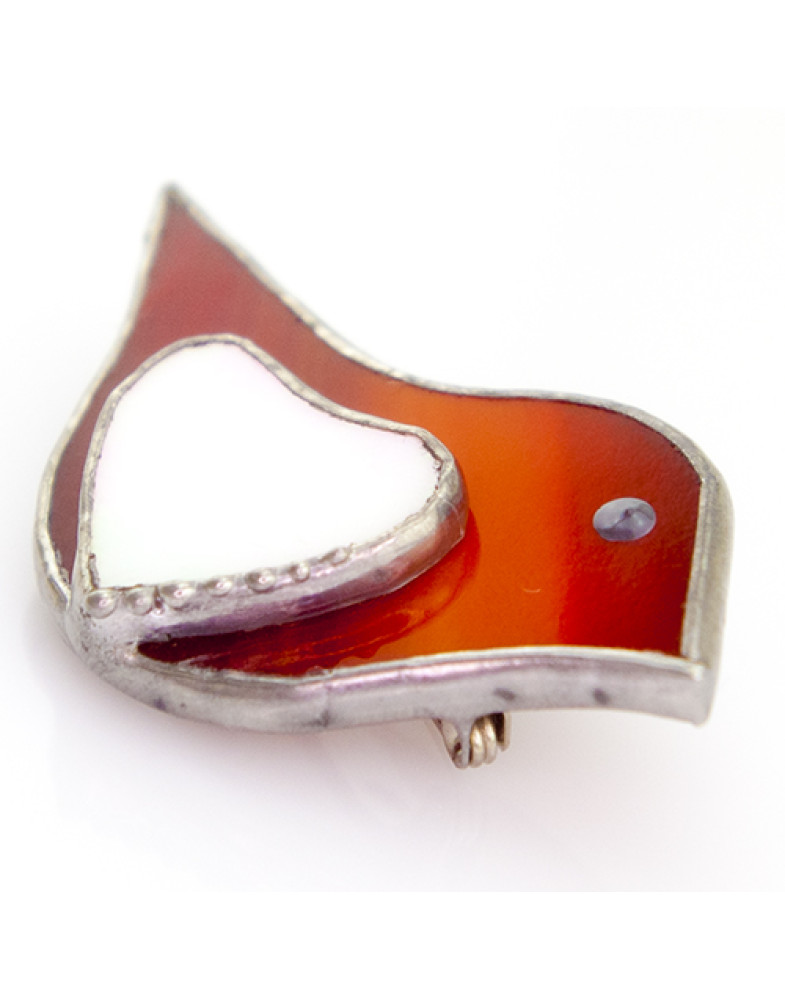 Брошка зі скла handmade "Red bird"-foto3