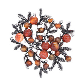 Брошь с натуральными камнями Древо историй 