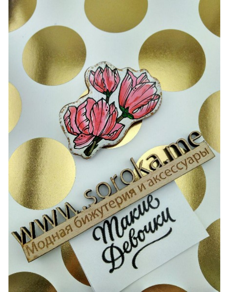 Брошка ручний розпис Магнолії-foto3