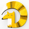 Wooden brooch on a tree Fox