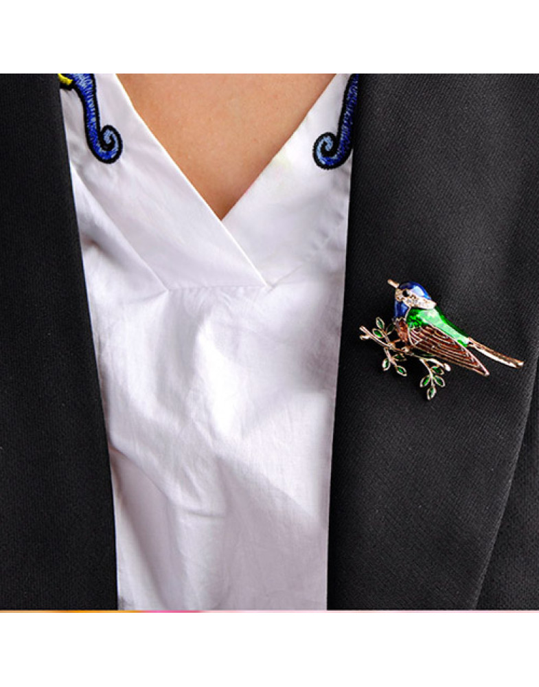 Брошь Птица на ветке, эмаль-foto4