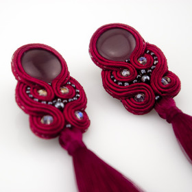 Серьги кисти хендмейд "Сутаж", марсала-foto5