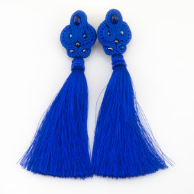 Серьги кисти хендмейд "Сутаж", royal blue