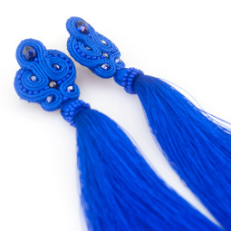 Серьги кисти хендмейд "Сутаж", royal blue-foto3