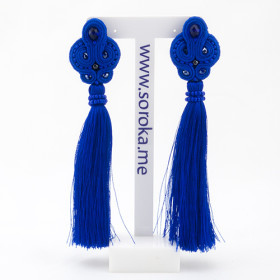 Серьги кисти хендмейд "Сутаж", royal blue-foto2