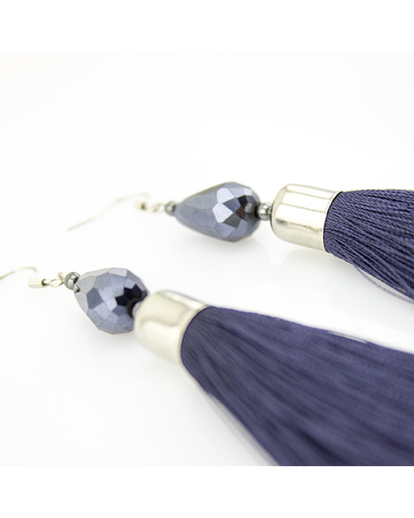 Серьги кисти ручной работы Navy Blue