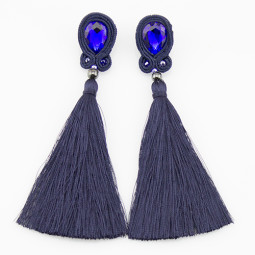 Сутажные серьги кисти Navy Blue