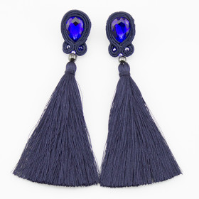 Сутажные серьги кисти Navy Blue
