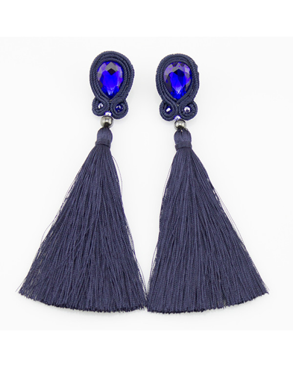 Сутажные серьги кисти Navy Blue