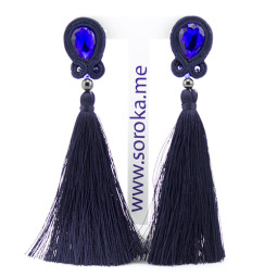 Сутажные серьги кисти Navy Blue-foto4