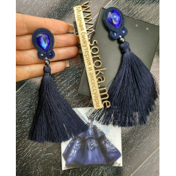 Сутажные серьги кисти Navy Blue-foto5