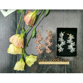 Длинные серьги Цветы, розов-foto4