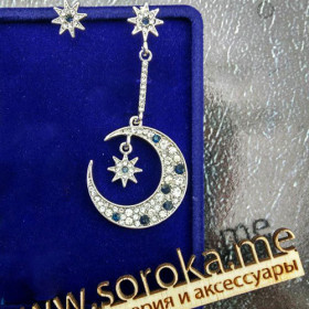 Серьги модные непарные Космос-foto2