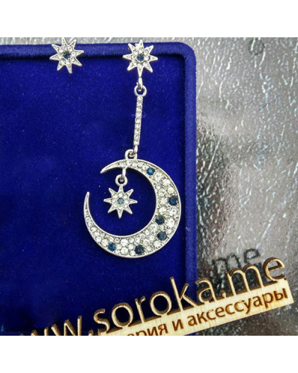 Серьги модные непарные Космос
