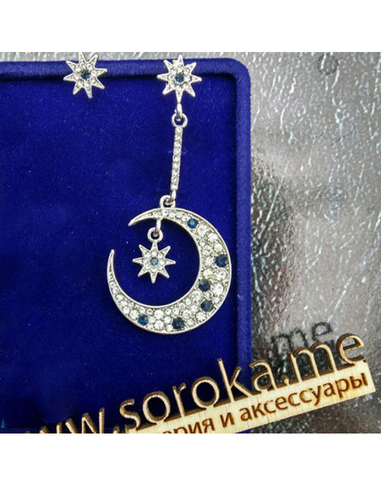 Серьги модные непарные Космос-foto2