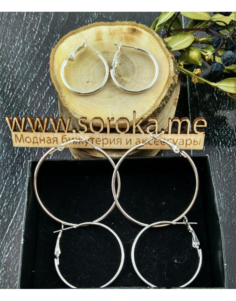 Серьги кольца круглые Серебро-1, 3 пары набор М-foto4