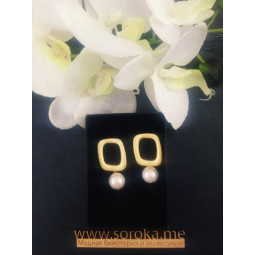 Серьги Pearl gold Matte-foto2