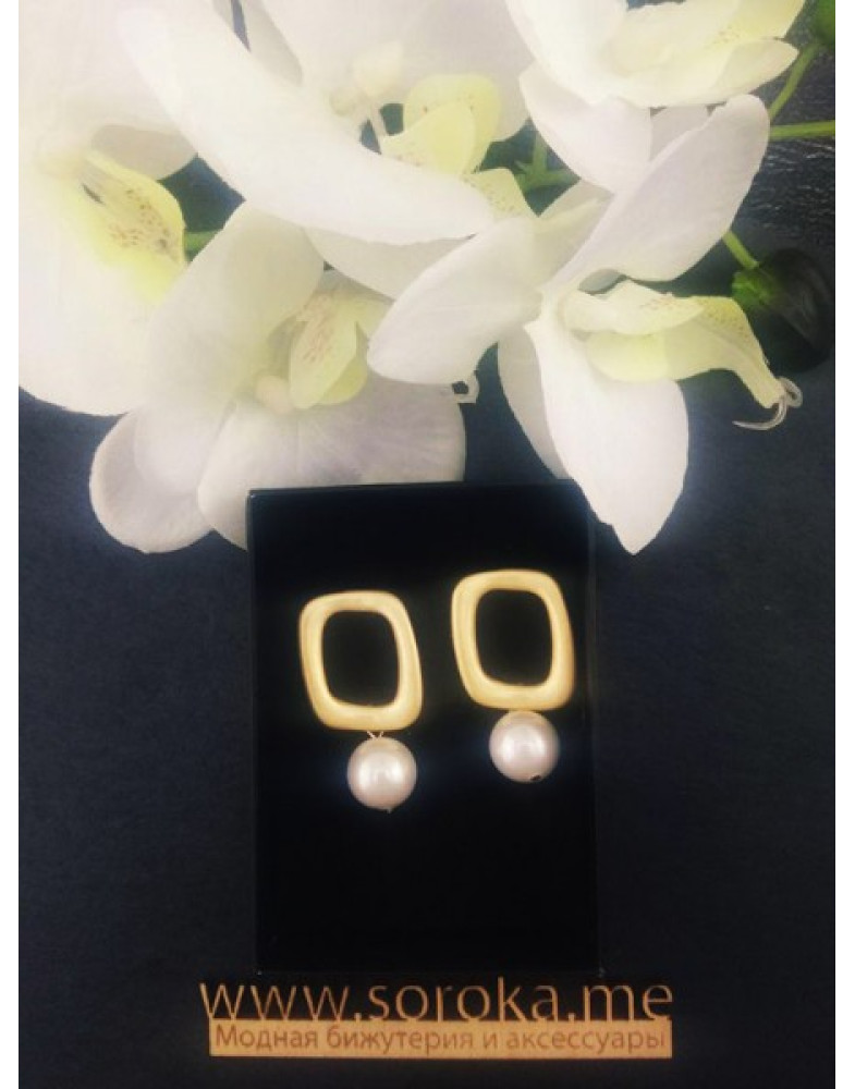 Серьги Pearl gold Matte-foto2