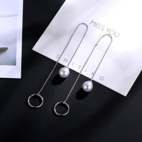 Серьги протяжки Silver and pearl-foto3