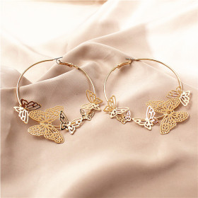 Серьги кольца круглые с бабочками-foto2