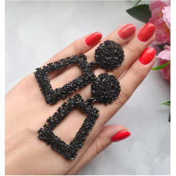 Сережки чорні піраміда fashion-foto2