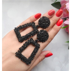 Сережки чорні піраміда fashion-foto2