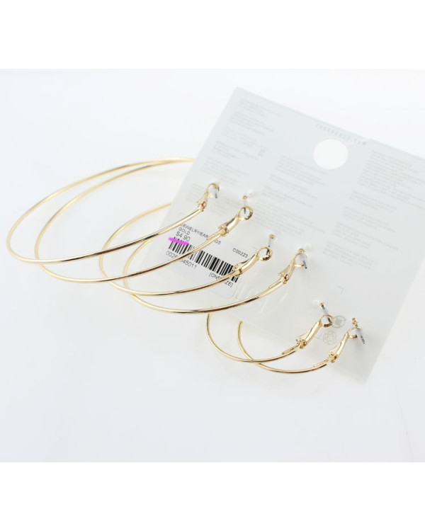 Сережки кільця круглі набір Gold