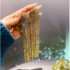 Супердлинные серьги с камнями gold-foto2