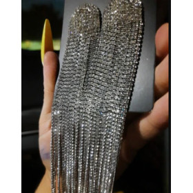 Супердовгі сережки з камінням silver-foto3