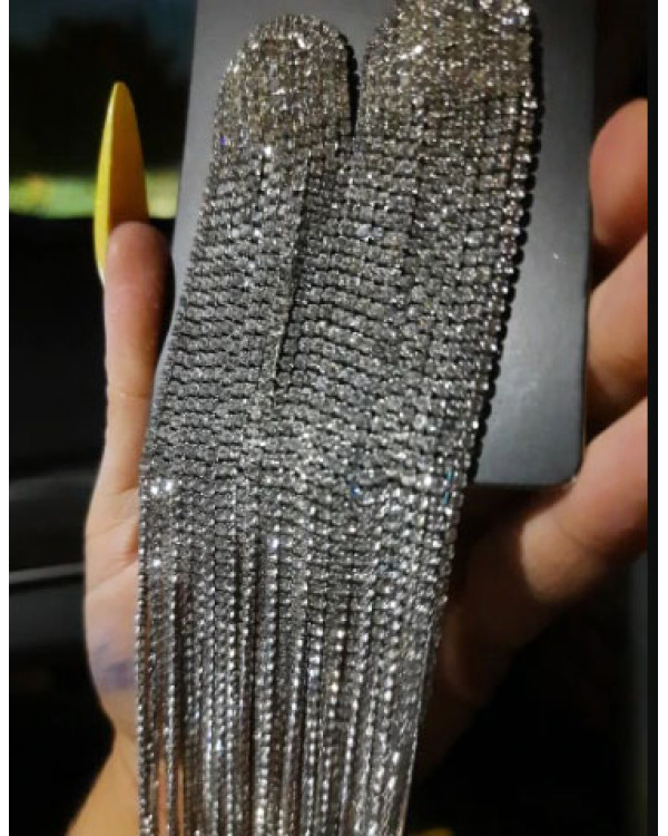Супердовгі сережки з камінням silver