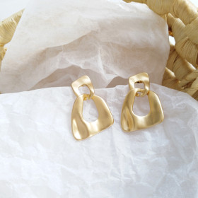 Серьги звенья матовое золото-foto6
