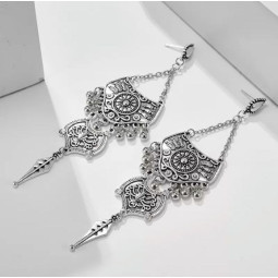 стильні довгі бохо сережки silver play-foto6