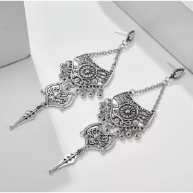 стильные длинные бохо серьги silver play-foto6