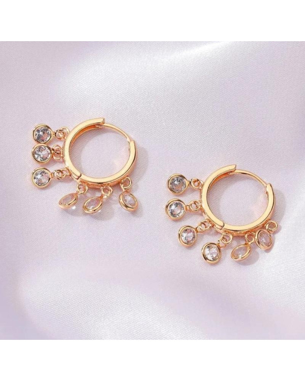 Серьги с подвесками тренд круглые серьги висюльки с камнями