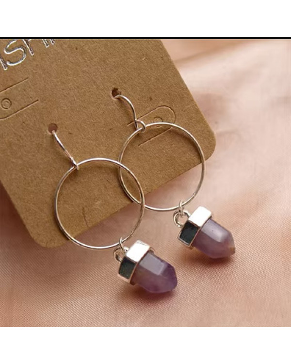 Серьги бижутерия с кристаллом аметиста