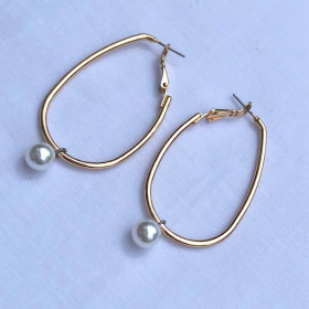 Серьги минималистичные с жемчужинами золотисто серебристые-foto2