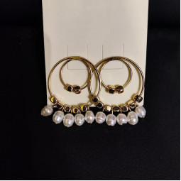Сережки кільця і круглі з підвісками і намистинами-foto3
