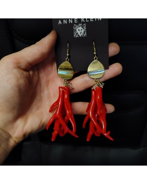 Сережки корал імітація біжутерія