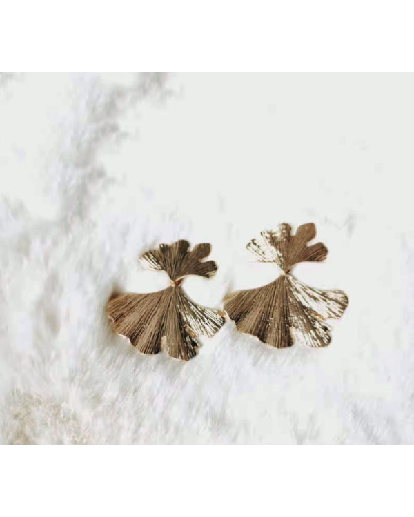 Серьги гинко золотистые бижутерия ginko jewellery