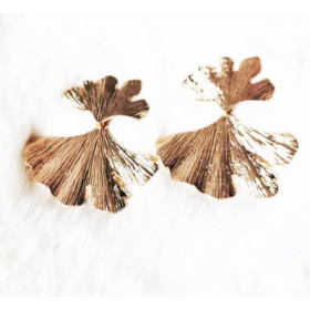 Сережки гінко золотисті біжутерія ginko jewellery-foto3