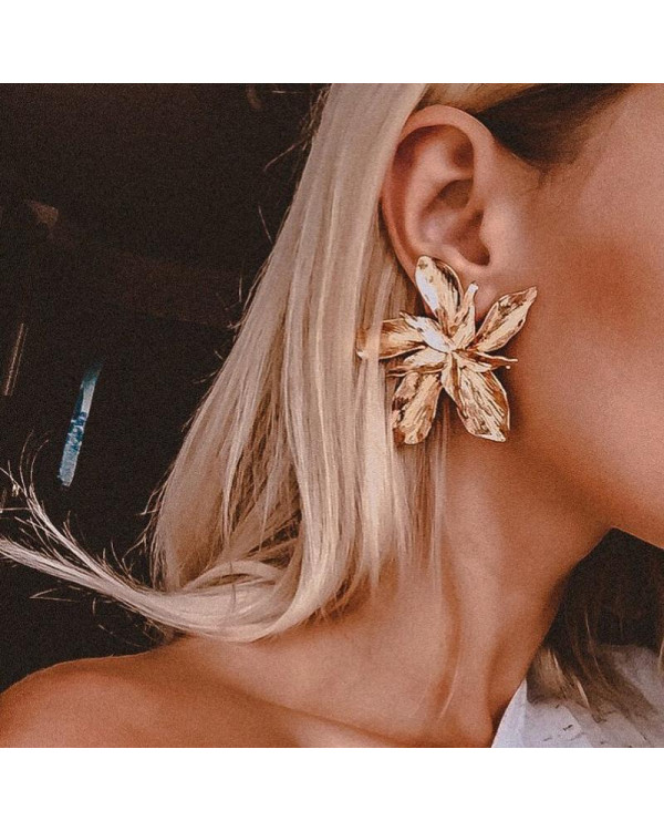 Серьги металлические цветы стильный бренд