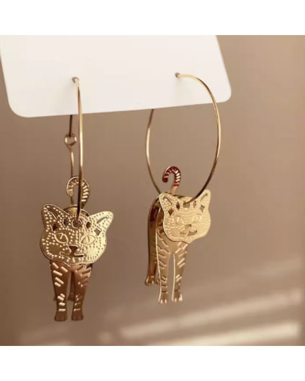 Серьги двигающиеся кошки тренд 