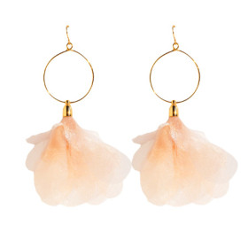 Сережки круглі з органзою персикові-foto2