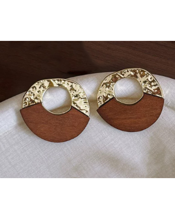 Сережки wood gold біжутерія стильна велика